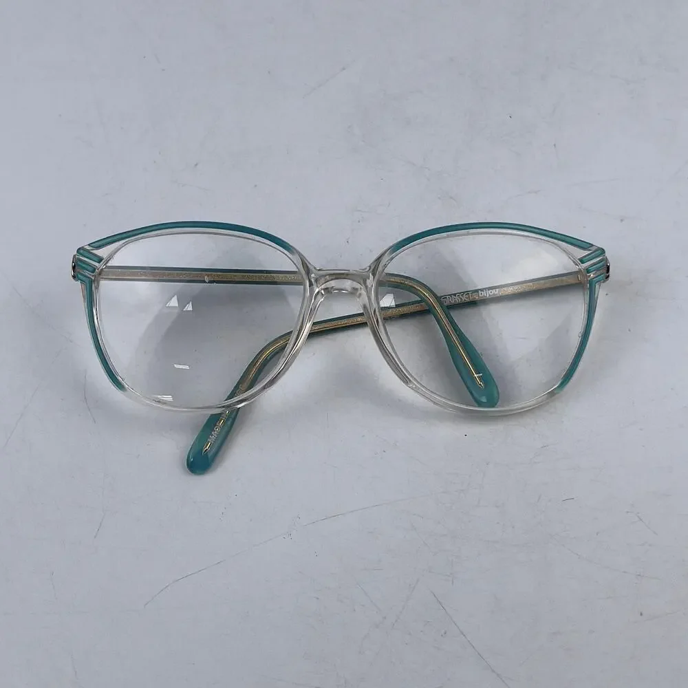 Grasset Bijou Women Eyeglasses Frame Clear Blue Plastic Cat Eye Full Rim 57-17mm